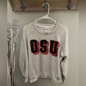 Victoria’s Secret Pink OSU Crew neck Sweatshirt With Pockets Women’s Medium